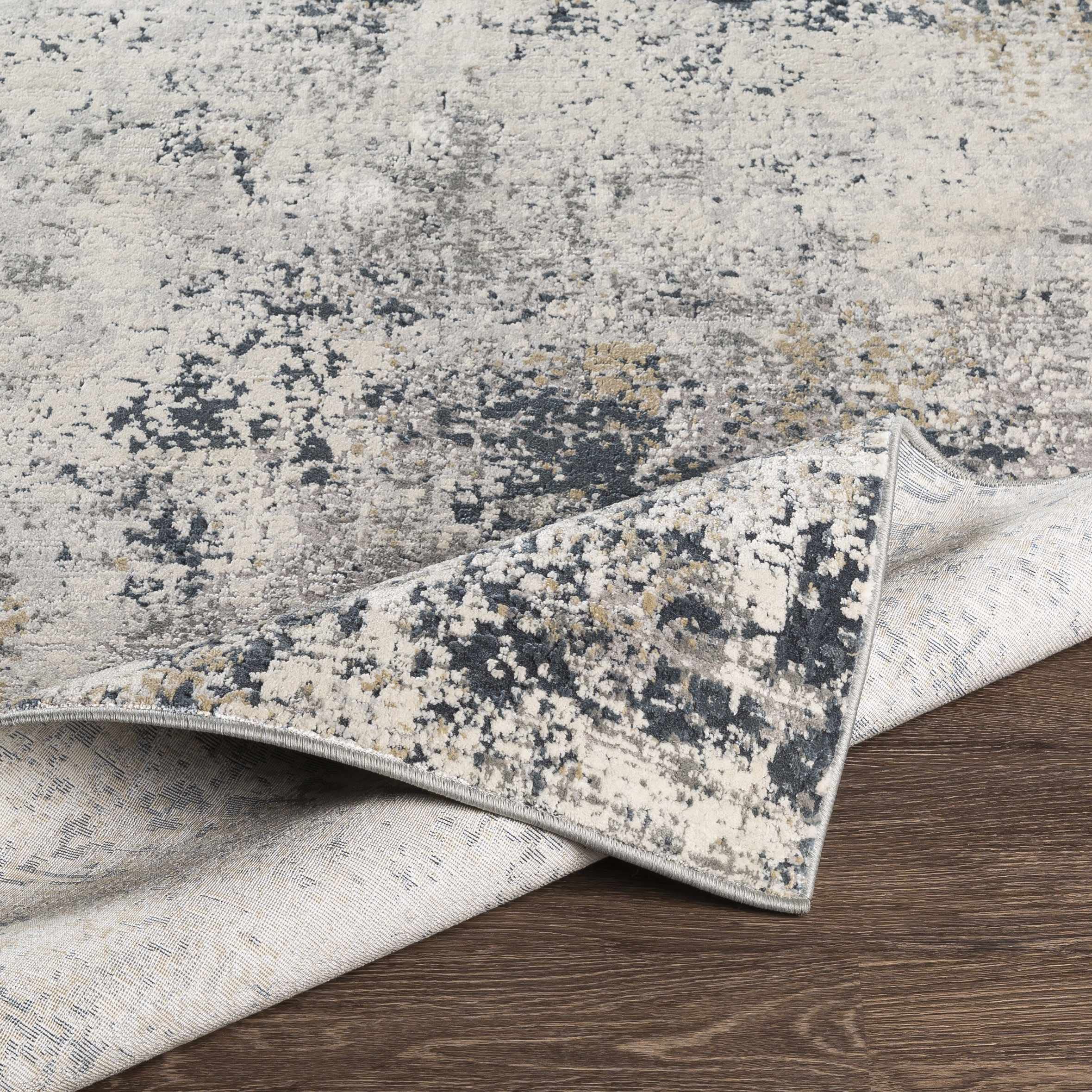 Premium Hauteloom Higden Area Rug for Living Room & Bedroom - Soft Gray & Blue Modern Design - 6'7