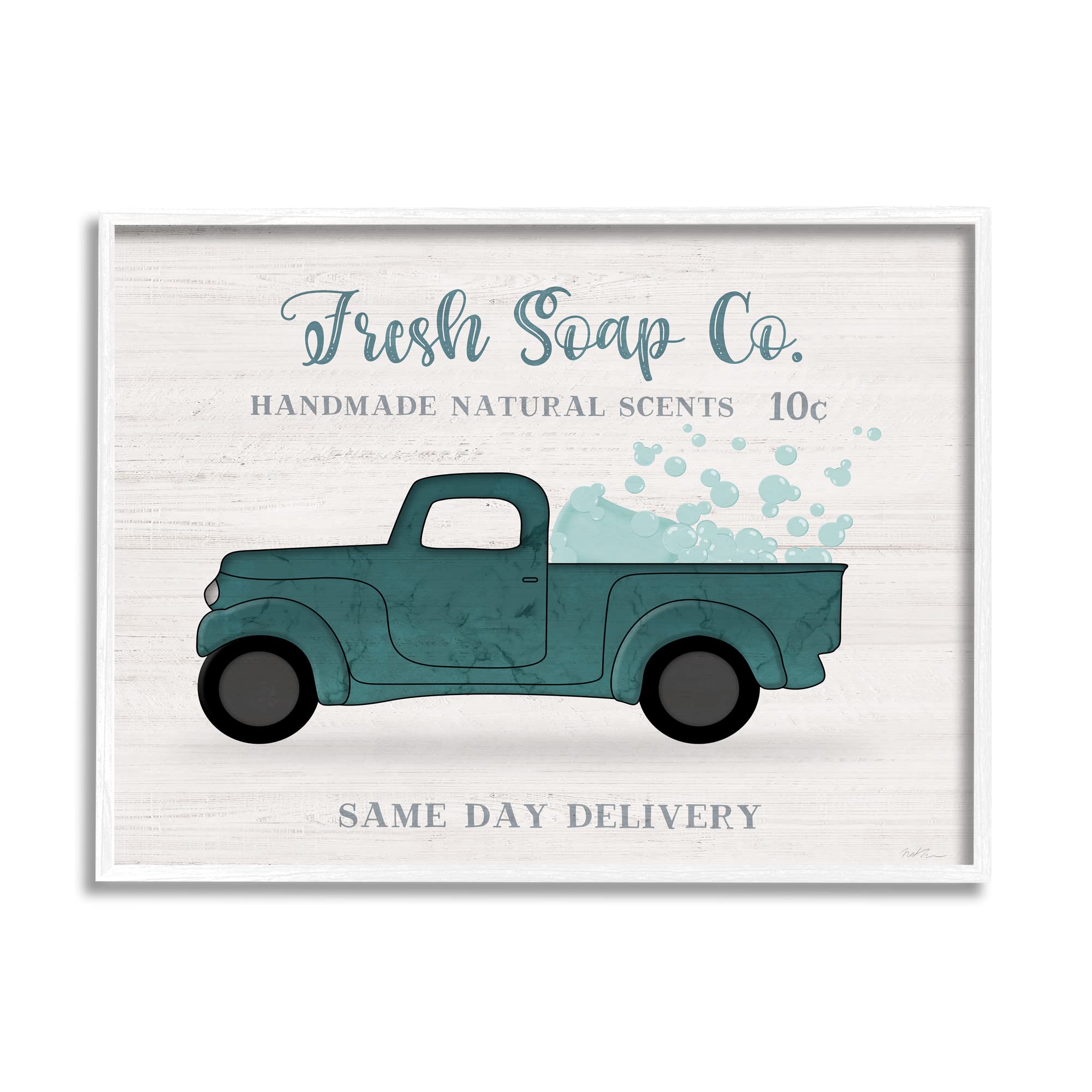 Stupell Industries Fresh Soap Co. Vintage Green Truck Bath Bubbles Wall Art - 14