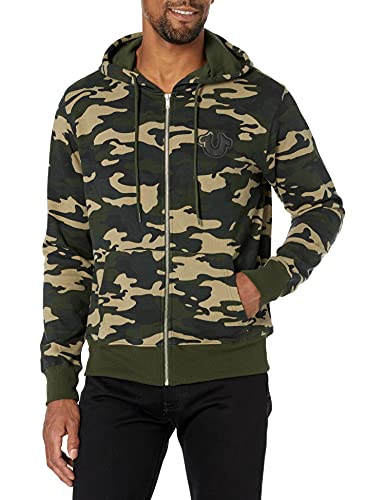True Religion Men's Zip Up Hoodie - Premium Cotton Fleece Hooded Sweatshirt for Casual Wear & Street Style | Gym, Lounge, Outdoor Activities