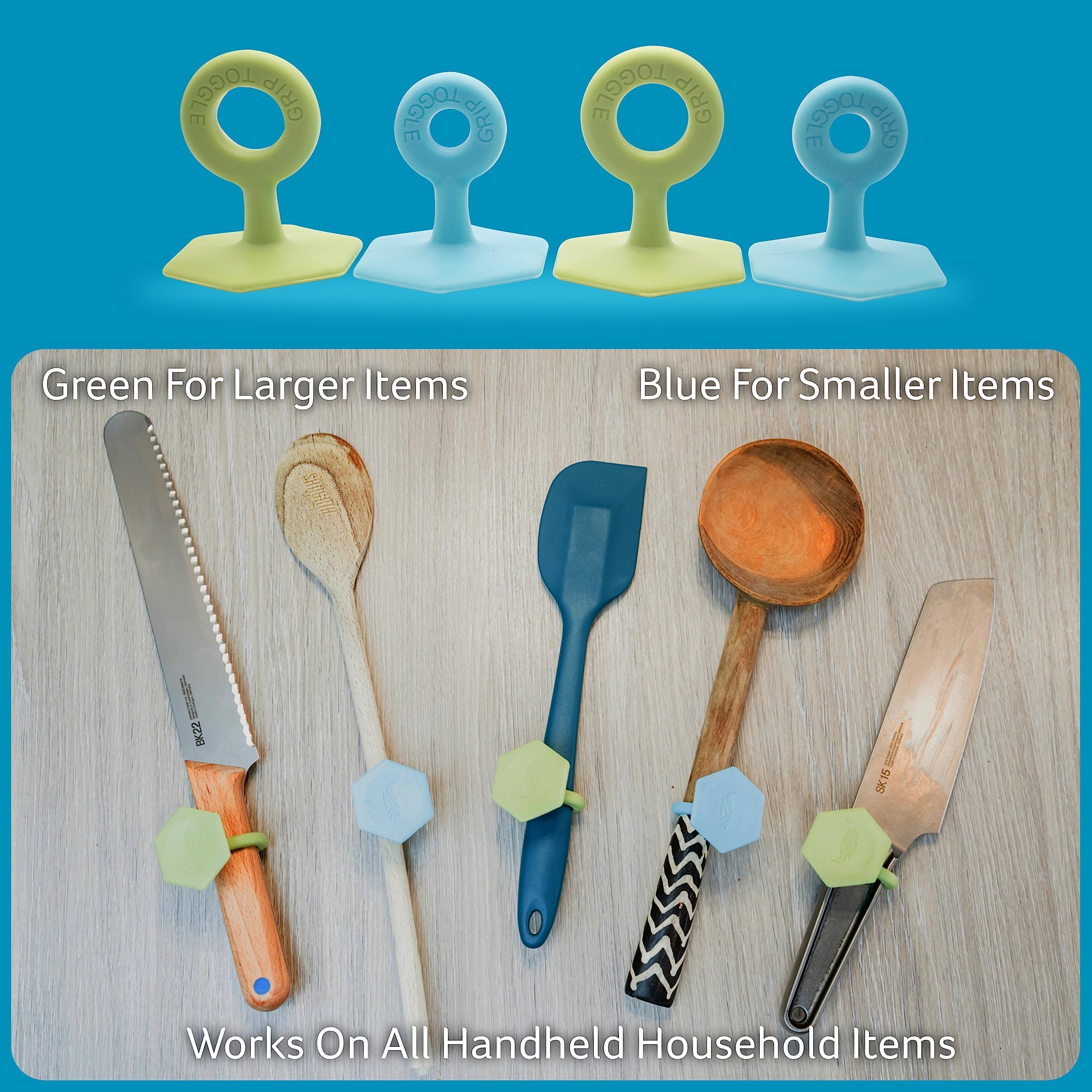 Silicone Grip Toggle - Adaptive Aid for Limited Hand Mobility, Door & Laptop Opener (4-Pack, 2 Sizes) - Ideal for Arthritis, Stroke Recovery & Disabled Adults - Home & Office Accessibility Tool