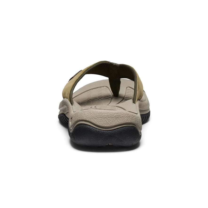 Men's Kona Leather Flip Flops - Comfortable Sandals for Beach, Pool & Casual Wear | Martini Olive/Forest Night Color Options