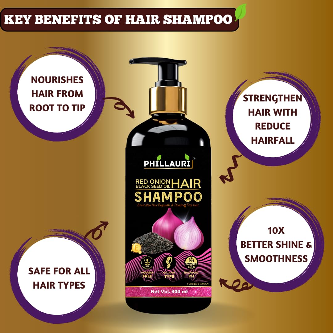 Phillauri Anti Hair Fall Hair Care Set - Onion Hair Oil 100ml + Onion Shampoo 300ml + Onion Conditioner 300ml for Hair Loss Control & Hair Growth | Reduces Breakage & Nourishes Scalp | Perfect for Daily Hair Care Routine
