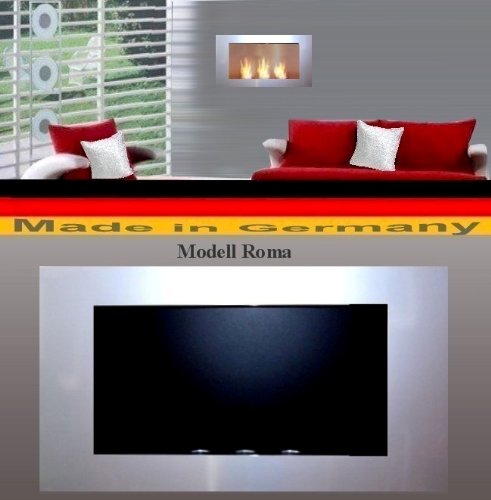 Gel & Ethanol Fireplace - Roma Model in Silver | Modern Indoor/Outdoor Heating & Decor for Living Rooms, Patios & Gardens