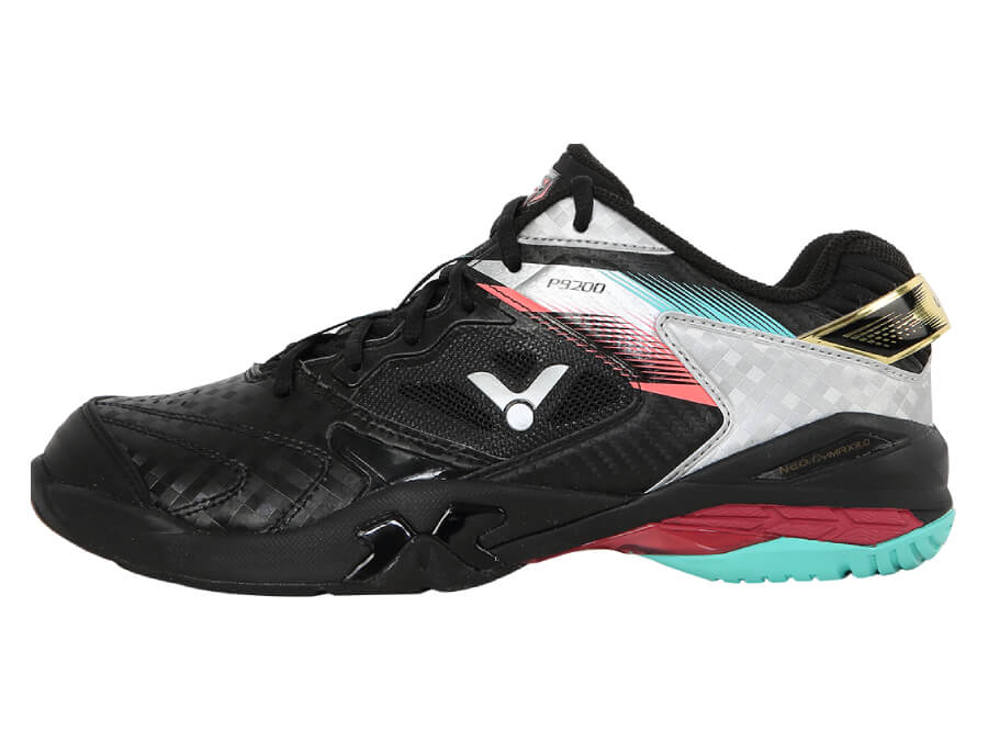 Victor P9200 Professional Badminton Shoes for Men & Women - Lightweight Cushioned Court Shoes for Badminton, Tennis, Squash - Non-Marking Rubber Sole (Black) - Perfect for Indoor Sports & Training