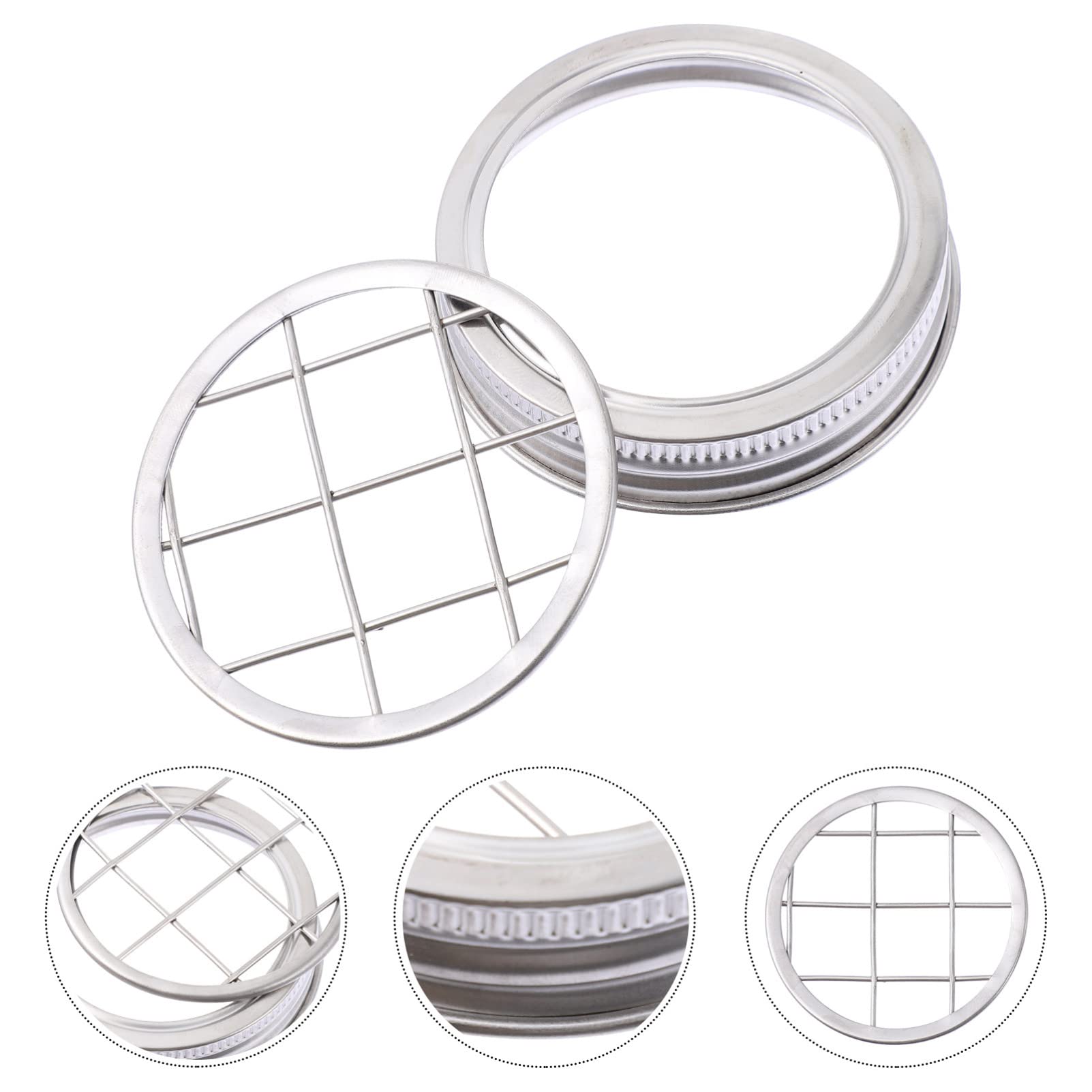 Stainless Steel Mason Jar Lid Insert - Metal Flower Frog Grid Organizer with 1 Cover & 10 Illustration Pieces - Perfect for Canning, Floral Arrangements & DIY Crafts - Cabilock Brand