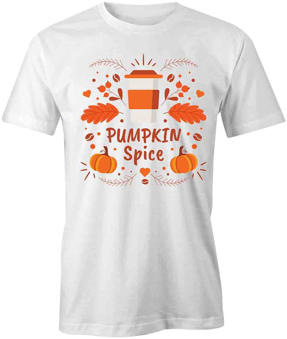 Pumpkin Spice Graphic T-Shirt for Women & Men | Soft Cotton Printed Tee | Fall Fashion, Halloween Outfit, Thanksgiving Apparel | Funny Coffee Lover Gift Idea
