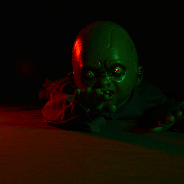 TheLAShop Animated Auto Crawling Zombie Baby Toy - Sound Activated Halloween Prop for Scary Decorations & Party Pranks