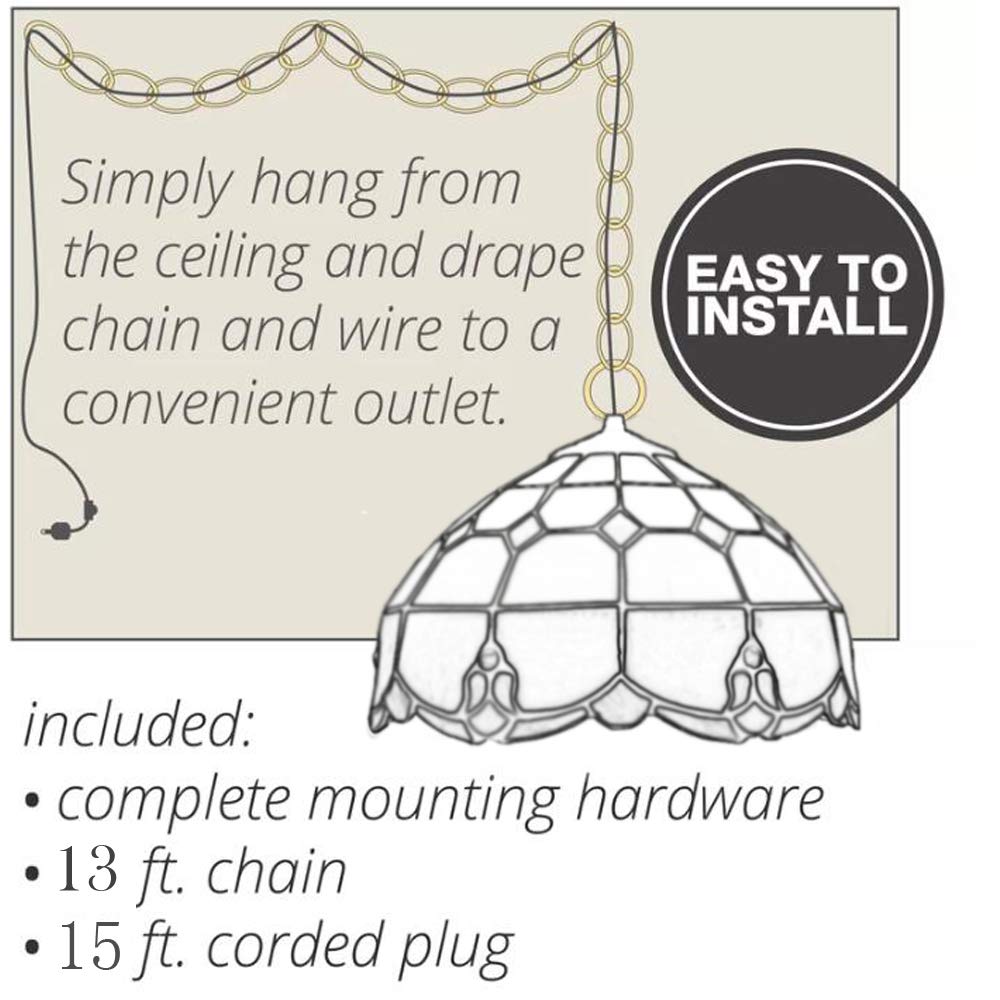 Kiven Modern Plug-in Chandelier with 13ft Adjustable Chain & Dimmable Switch - 11.8 Inch Hanging Pendant Light for Kitchen, Dining Room, Bedroom - Perfect for Farmhouse Decor & Cozy Ambiance Lighting (1 Set)