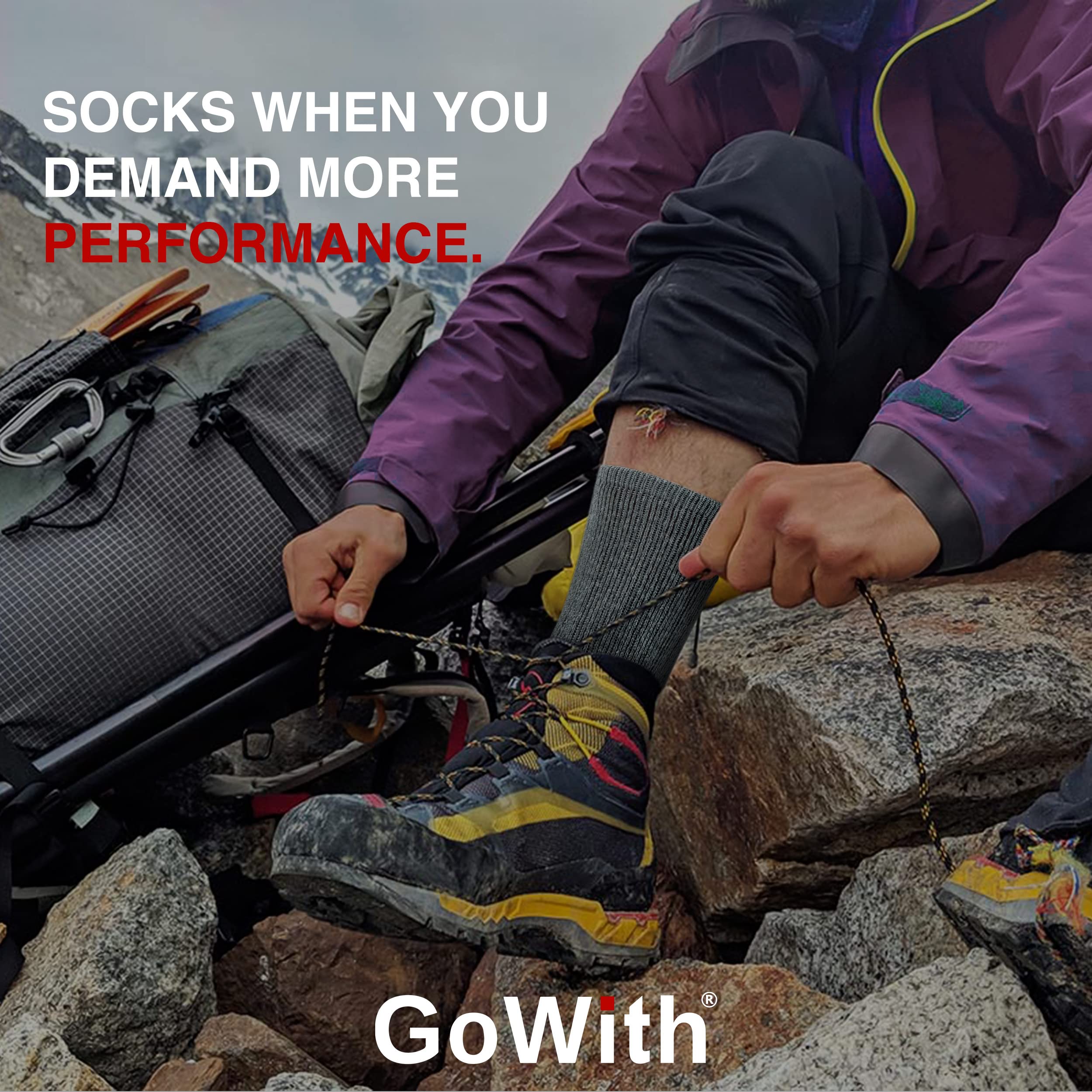 Premium Alpaca Wool Hiking Socks for Men & Women - Thermal Merino Blend, Cushioned Terry Crew Socks for Winter, Camping & Outdoor Adventures - Warm & Breathable Cold Weather Socks for Hiking, Trekking & Snow Activities