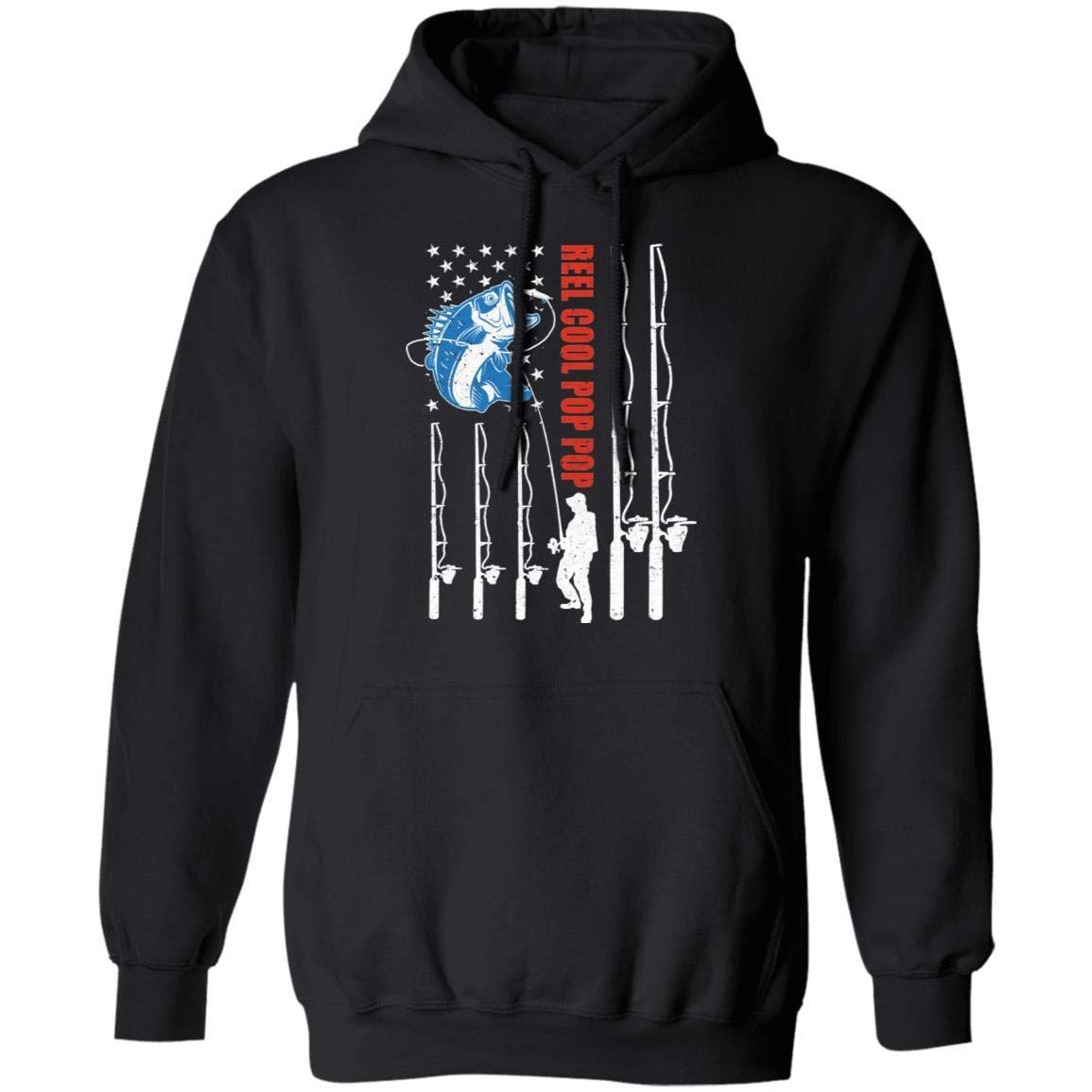 TeesNow Reel Cool Pop American Flag Fishing Shirt & Hoodie - Patriotic Apparel for Father's Day Gifts, Outdoor Fishing Trips & Summer BBQ Parties