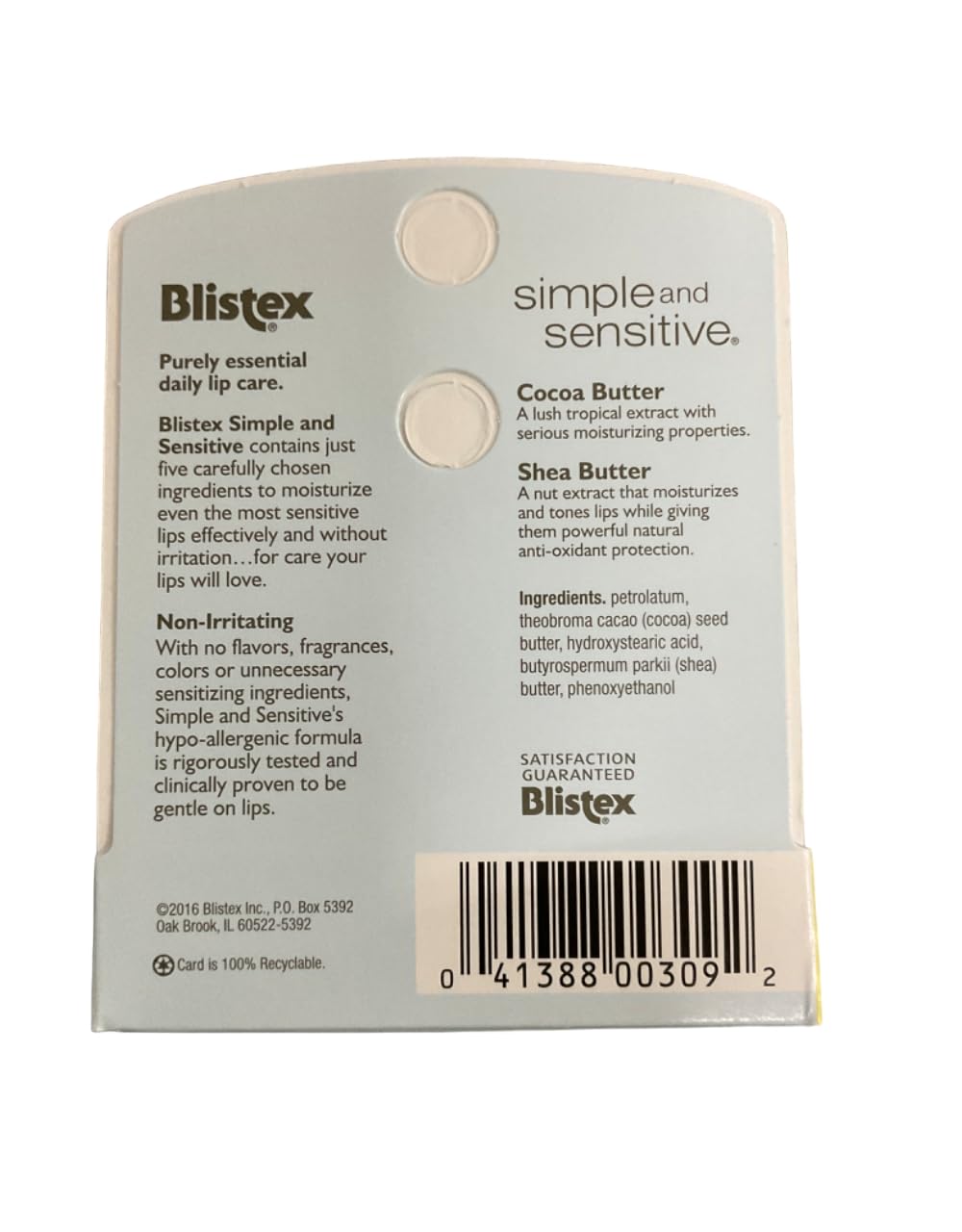 Blistex Simple and Sensitive Lip Moisturizer 0.15 OZ (Pack of 4) - Hydrating Lip Balm for Dry, Chapped Lips - Perfect for Winter, Travel & Daily Use