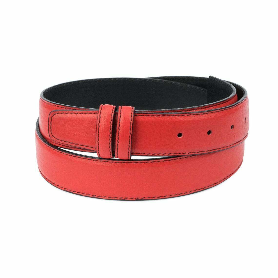 Genuine Red Leather Belt Strap Adjustable for Cartier Buckles - 1 3/8