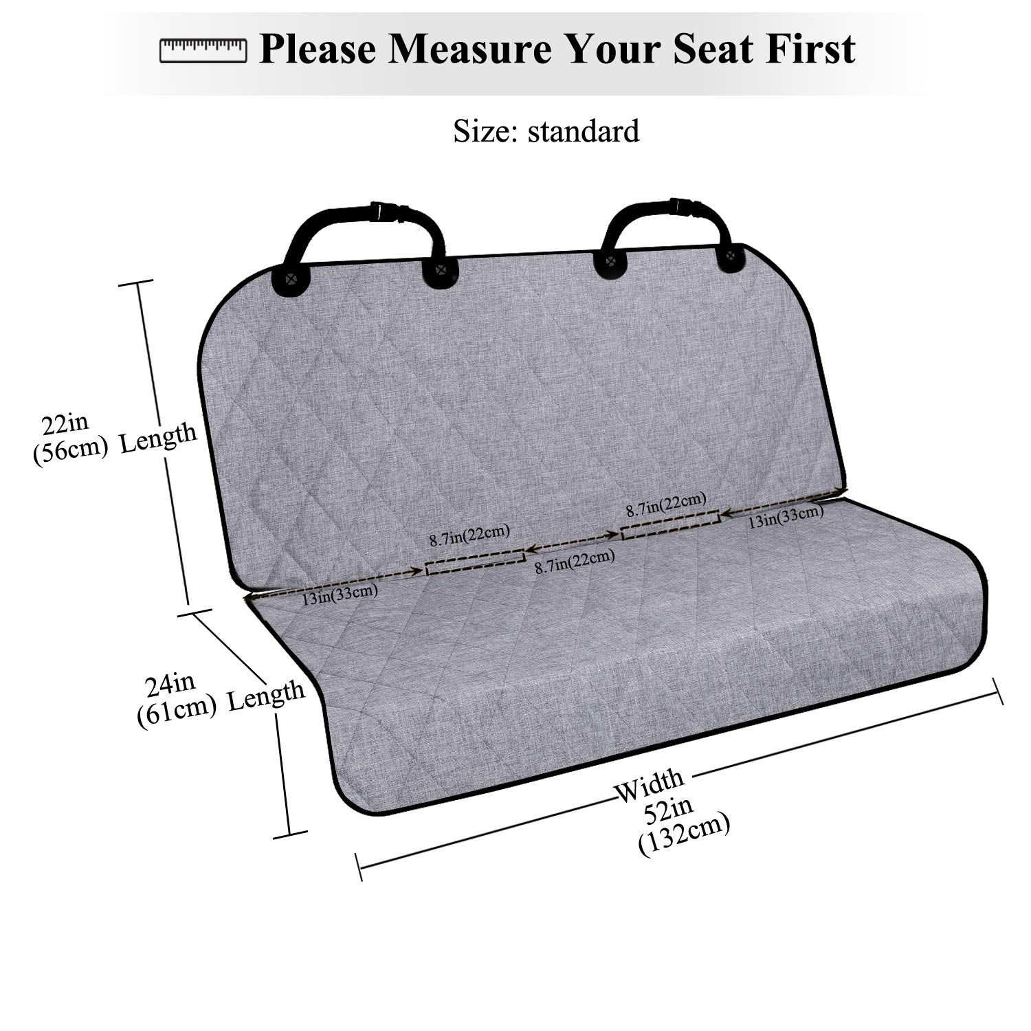 VIVAGLORY Waterproof Dog Seat Cover for Cars - Non-Slip Backseat Protector for Pets (46