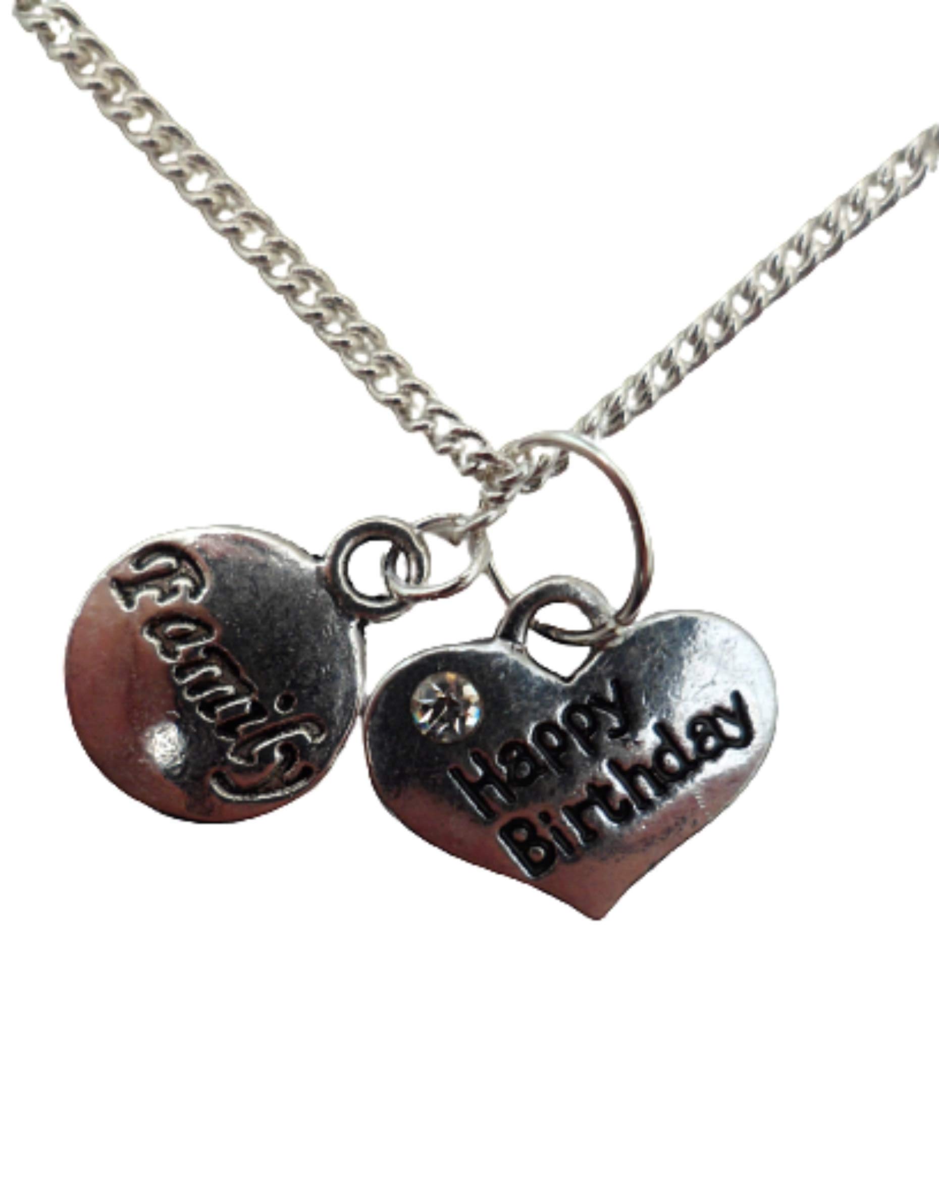 Sterling Silver Plated Birthday Necklace - Heart Gem Charm Pendant for Women, Gift for Mom, Wife, Daughter | Perfect for Anniversaries, Valentine's Day & Special Occasions