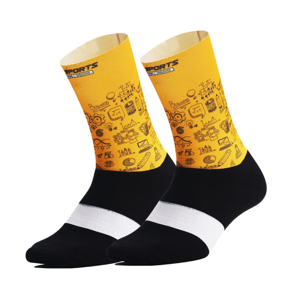 Cycling Socks for Men & Women - Breathable Bike Riding Socks for XC, MTB, BMX - Athletic Ankle Socks in White, Yellow, Blue, Green, Red - Perfect for Road Cycling, Mountain Biking & Indoor Training