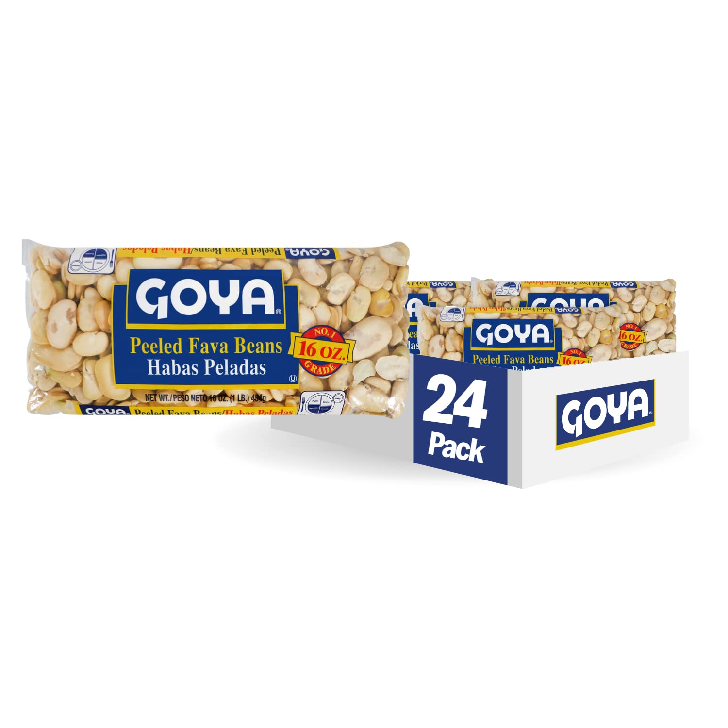Goya Foods Peeled Fava Beans, Dry, 16 Ounce (Pack of 24) | Premium Dried Broad Beans for Cooking | Perfect for Stews, Salads & Mediterranean Recipes