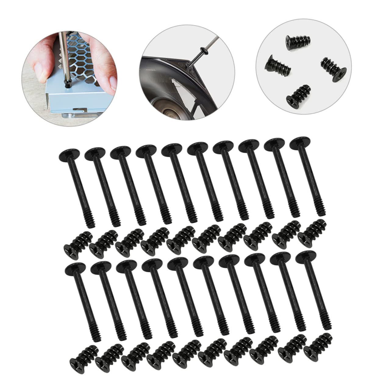 Uonlytech 4 Sets Computer Case Fan Mount Screws - Standard Flat Head & Cross Head Screws for PC Cooling Fan Installation | Perfect for Gaming PC Builds, Computer Upgrades & DIY Case Mods
