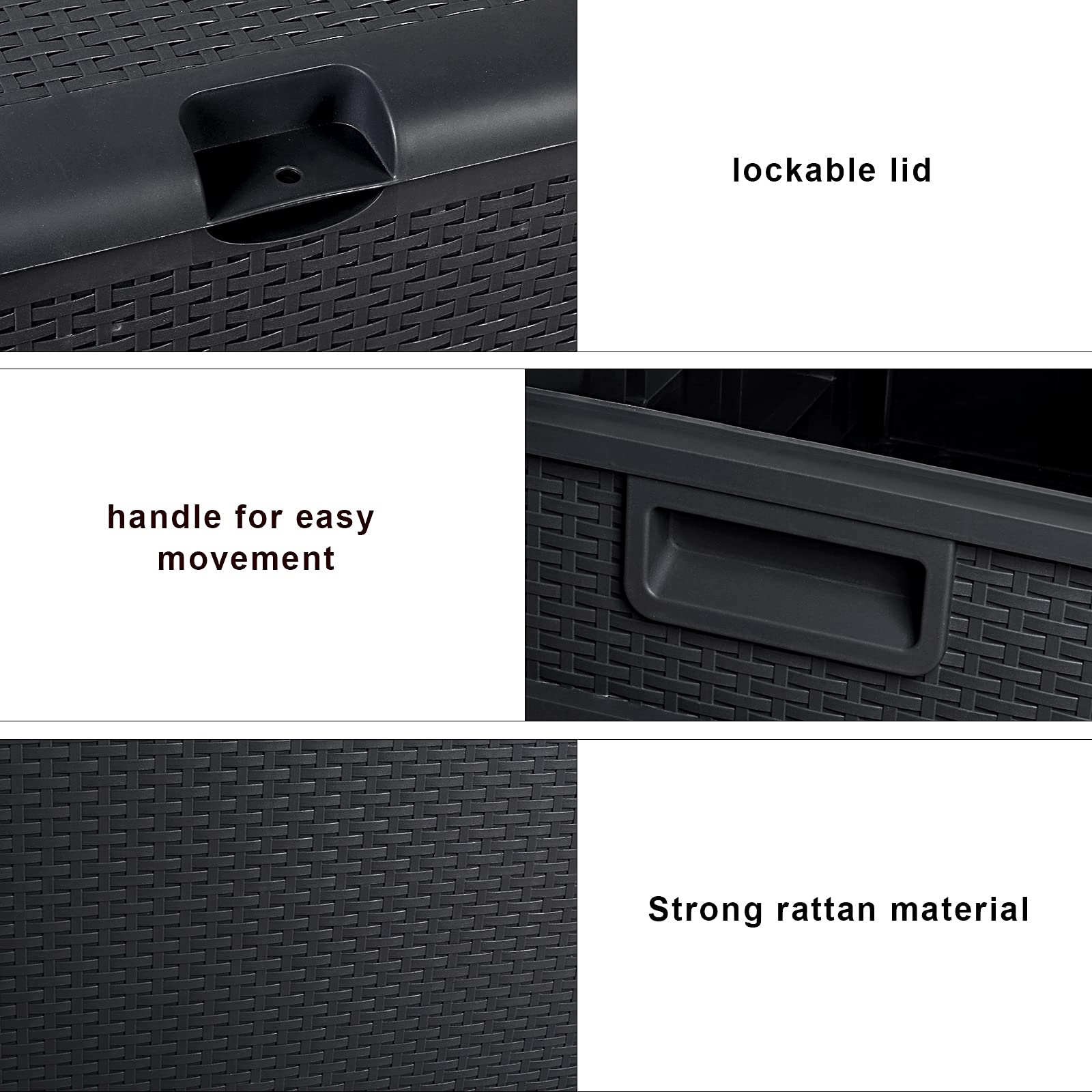 120 Gallon Outdoor Garden Storage Deck Box - Weatherproof Resin Container with Rattan Look Design for Patio, Backyard, Poolside - Perfect for Storing Cushions, Toys & Outdoor Gear