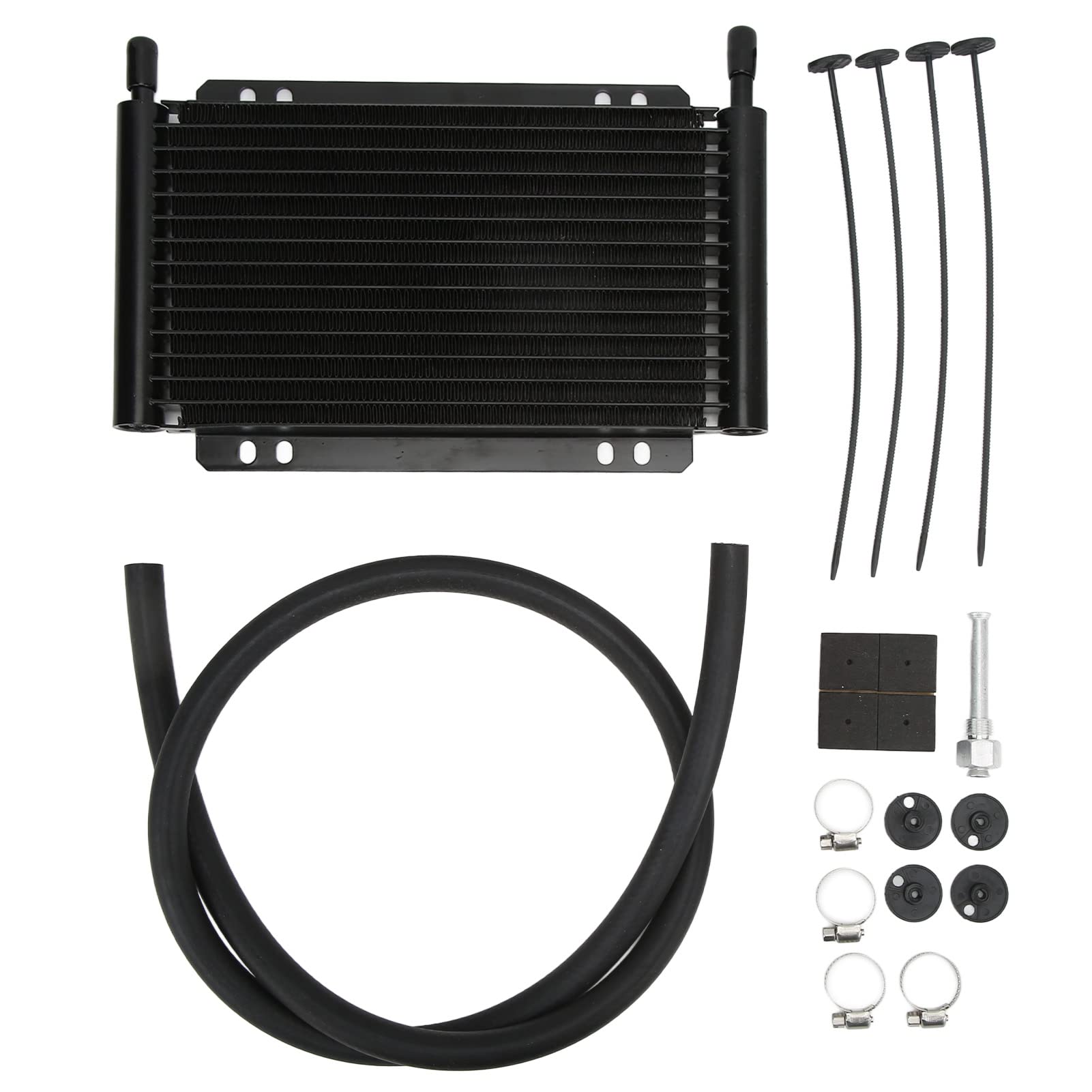 15 Row Aluminum Oil Cooler - Low Pressure Drop Transmission Cooler for Pickup Trucks, Vans & Travel Trailers | Heavy-Duty Black Oil Radiator for Towing, Off-Road & High-Performance Vehicles