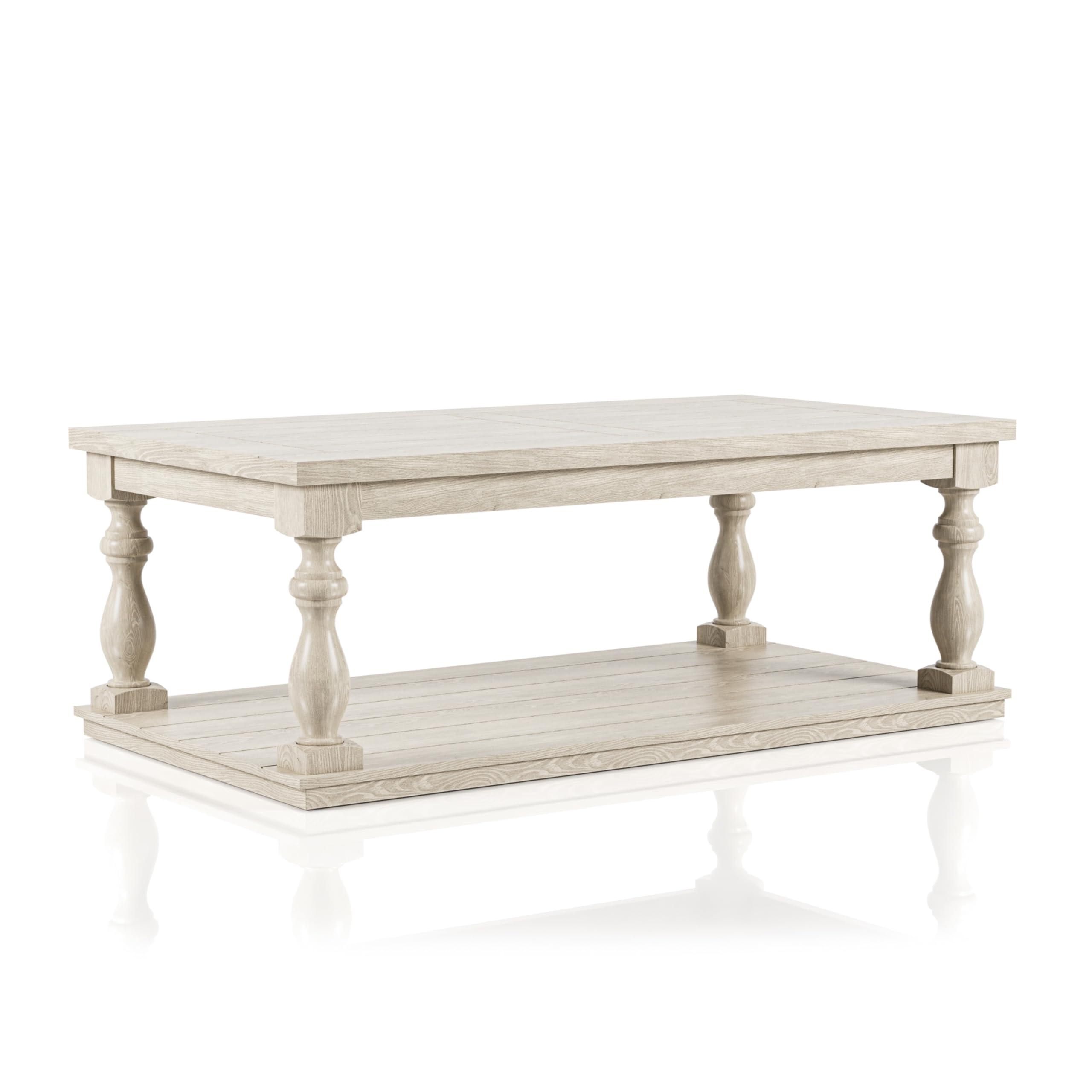 Antique White Kingsbury Coffee Table - Modern Farmhouse Style Living Room Furniture for Home Decor & Cozy Gatherings