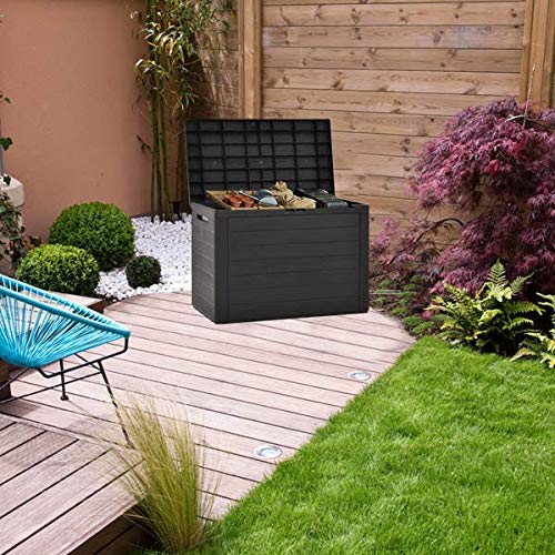 **Large Outdoor Storage Box 38.7x17.3x21.7in - Waterproof Deck Box for Patio Furniture, Pool Cushions & Gardening Tools - Durable Anthracite Garden Storage Container for Backyard, Poolside & Deck Organization**