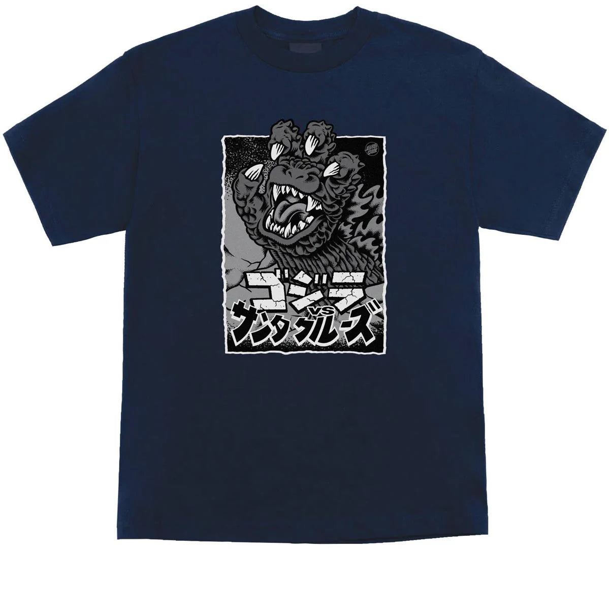 Santa Cruz Godzilla Hand Graphic T-Shirt for Men - Navy Blue Casual Tee - Perfect for Skateboarding, Concerts & Streetwear Fashion