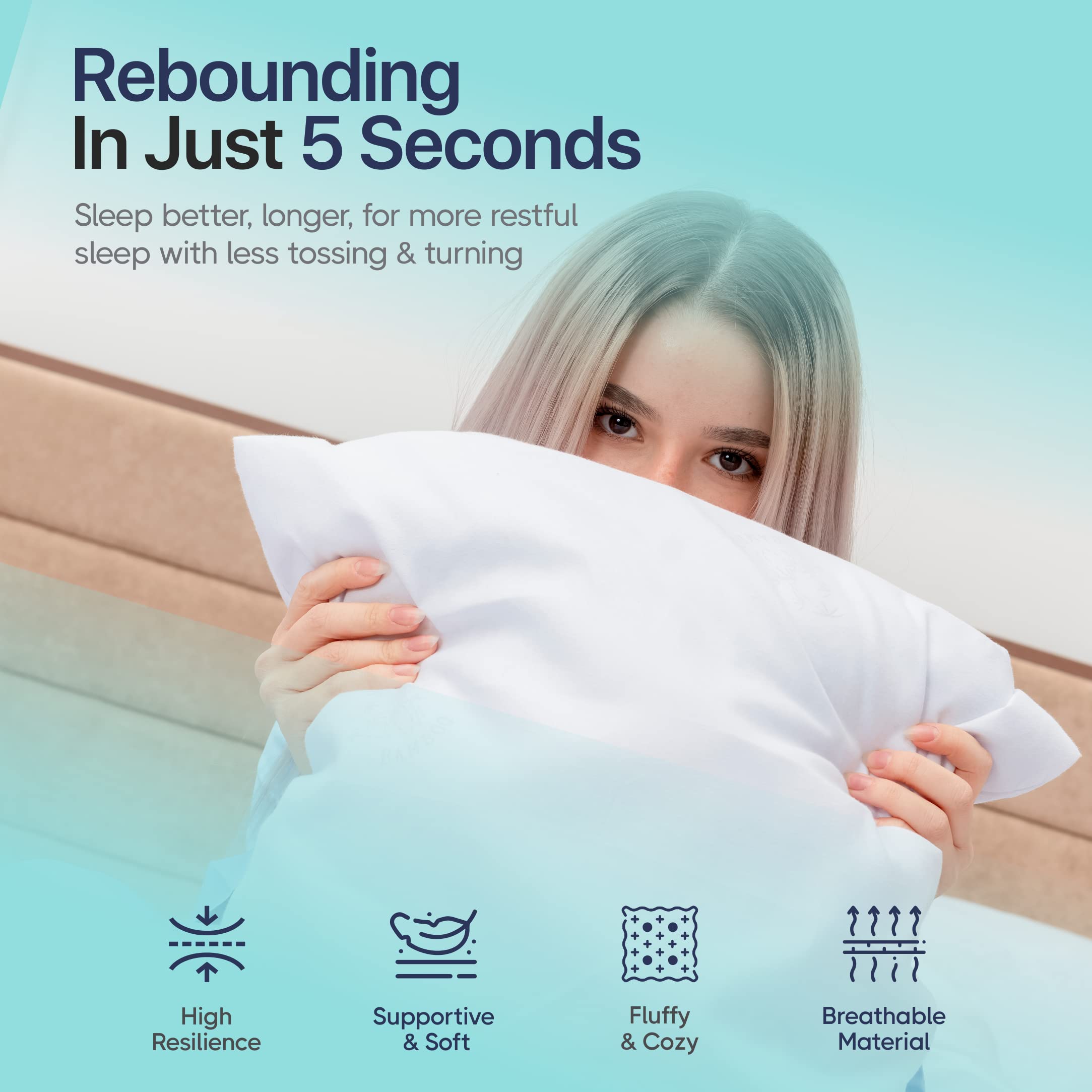 **Luxury King Size Pillow 20x36 Inch - Firm Hotel Pillow for Side Sleepers & Sound Sleep, Made in USA - Includes 1 White Pillowcase (Perfect for Hotels, Home, & Travel)**