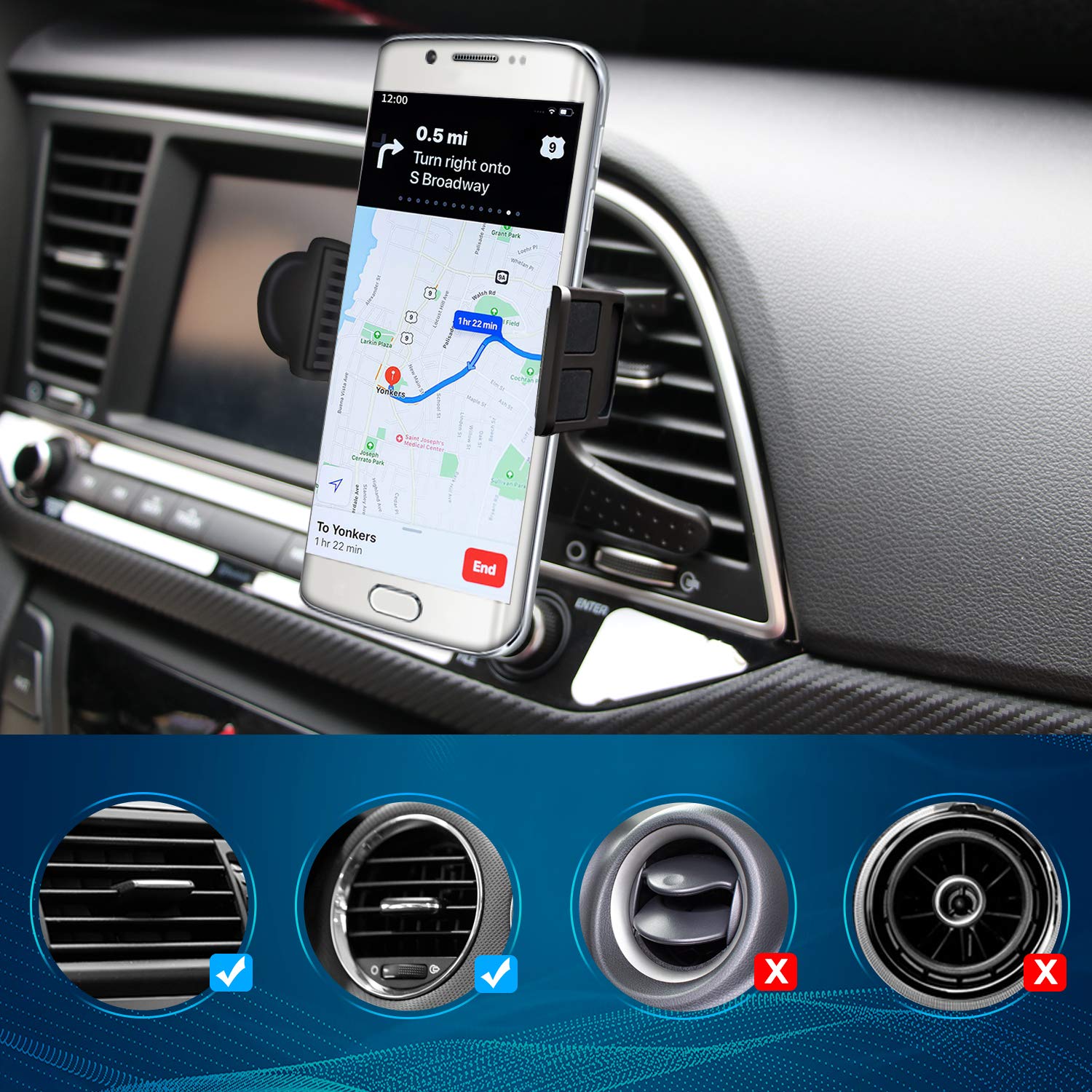 Universal Car Air Vent Phone Mount Holder - Compatible with Motorola Moto X4, Z2 Force, Z2 Play, G4, G4 Plus, Z Droid Series - Perfect for Hands-Free Navigation & Safe Driving