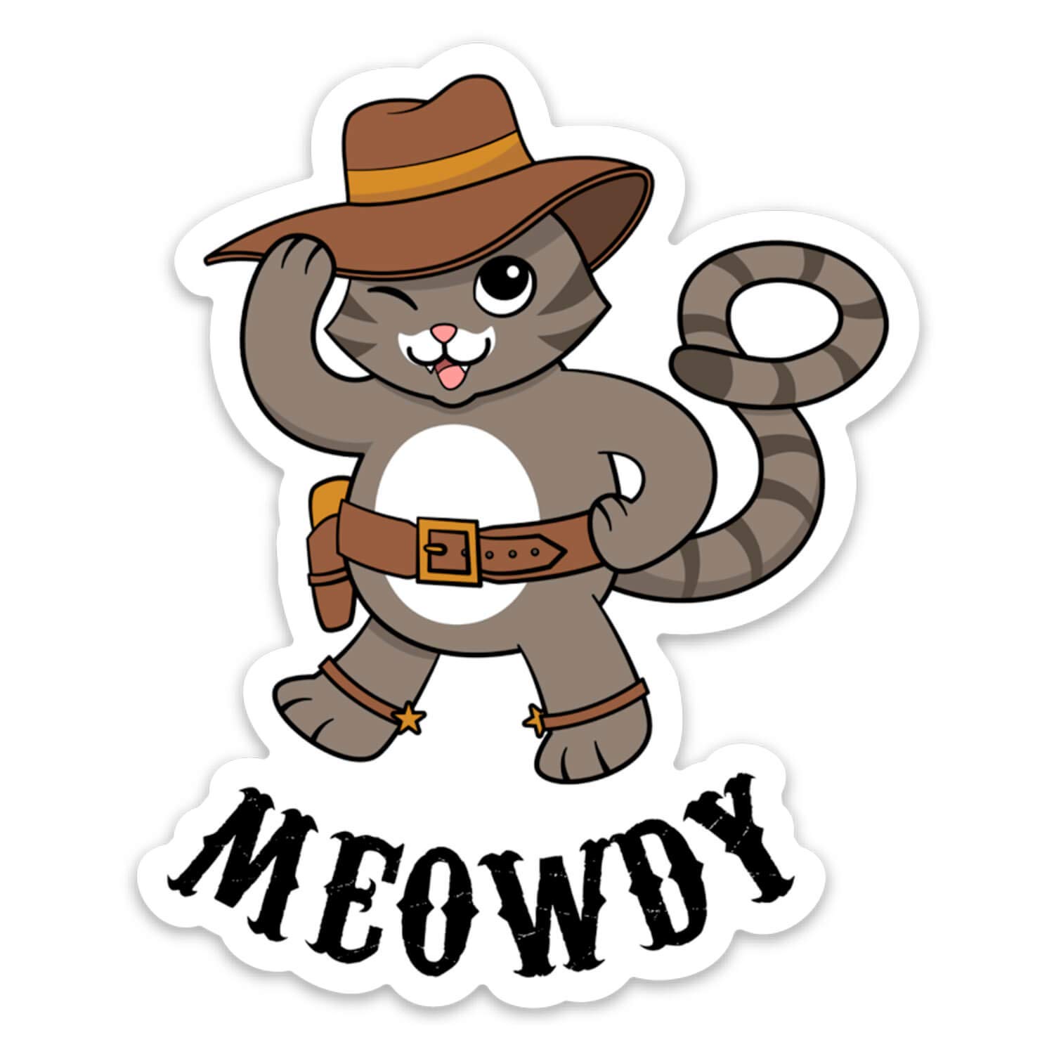 Stickeroonie MEOWDY Funny Cowboy Cat Vinyl Stickers - 4