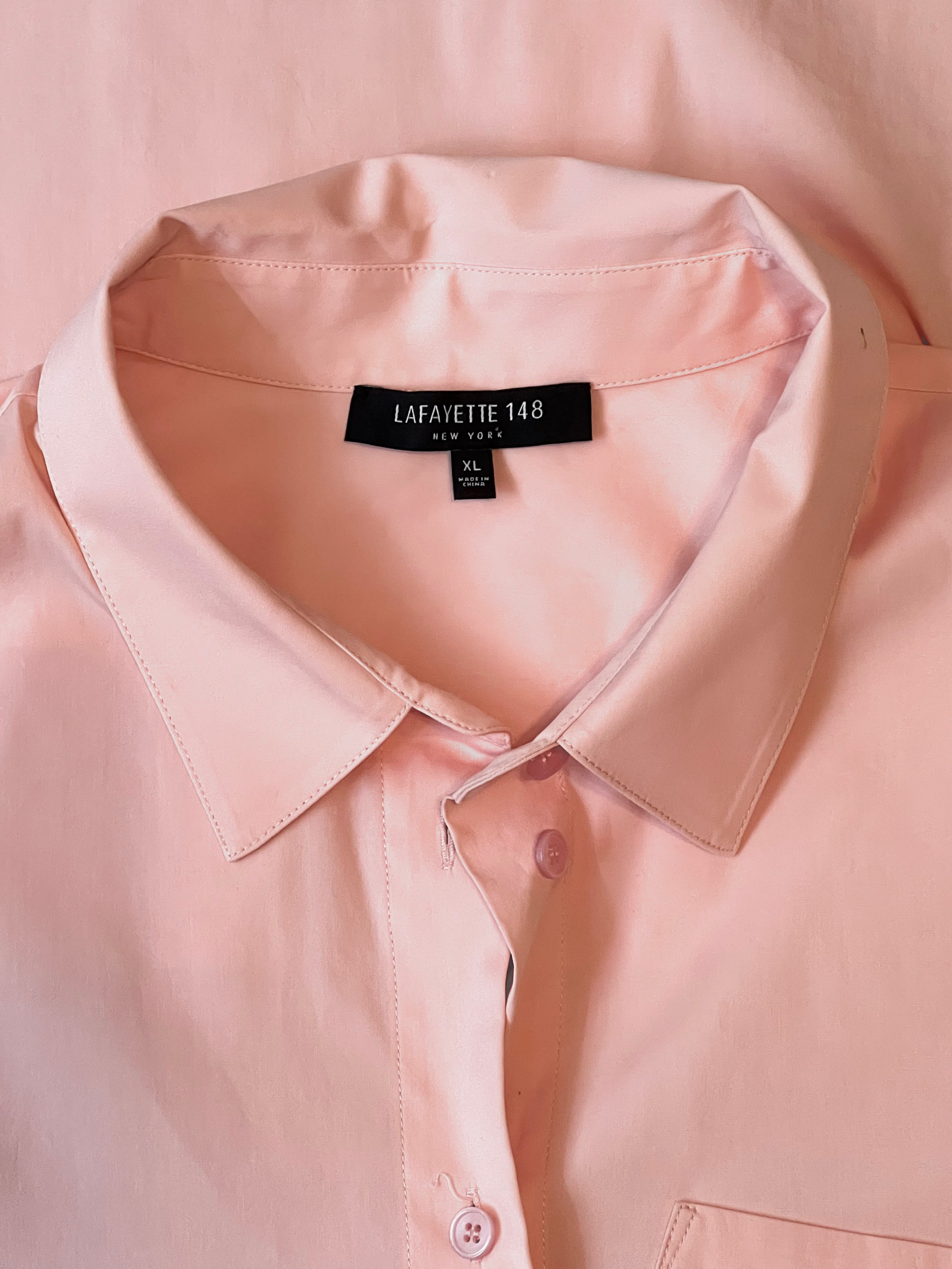 Lafayette 148 Women's Peach Blouse Size XL - Elegant Casual Shirt for Work, Office & Special Occasions