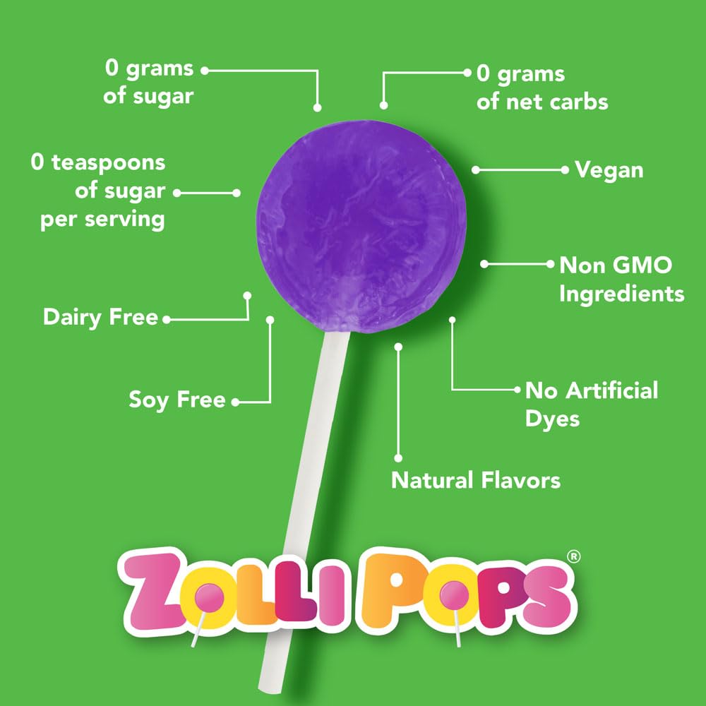 Zollipops Sugar Free Lollipops for Kids - Natural Anti Cavity Candy with Tropical Flavors (3.1oz) | Dentist Recommended Healthy Treat for Teeth | Perfect for Birthday Parties, School Rewards & Halloween Treats