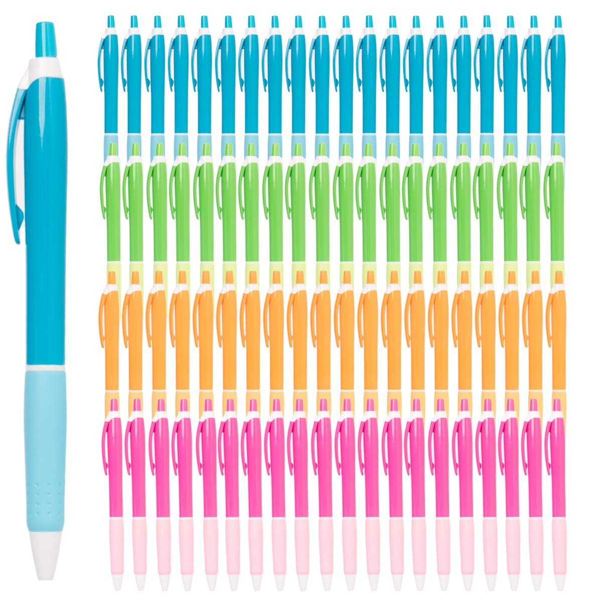 100 Pack Retractable Ballpoint Pens - Smooth Black Ink Office & School Supplies for Writing, Note Taking, Journaling - Bulk Pack (Assorted Colors, 100pcs) for Home, Office, Classroom & Business Use