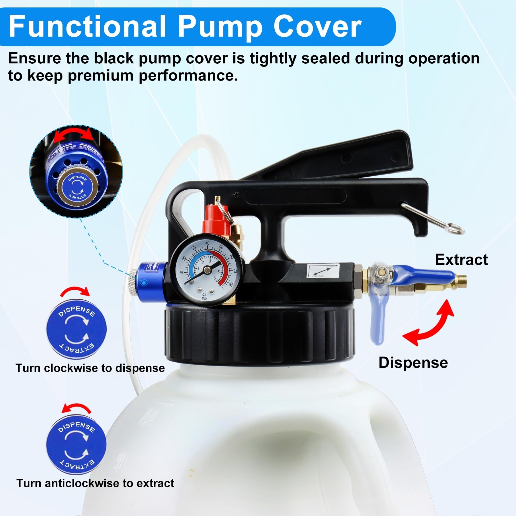 JoyFans 10L Pneumatic Transmission Fluid Pump - Oil Extractor and Dispenser Tool Kit with 15PCS ATF Adapters for Garage, Shop & Vehicles - Ideal for Gearbox Oil Transfer, Refilling and Evacuation - Perfect for DIY Car Maintenance, Fleet Servicing and Professional Automotive Workshops