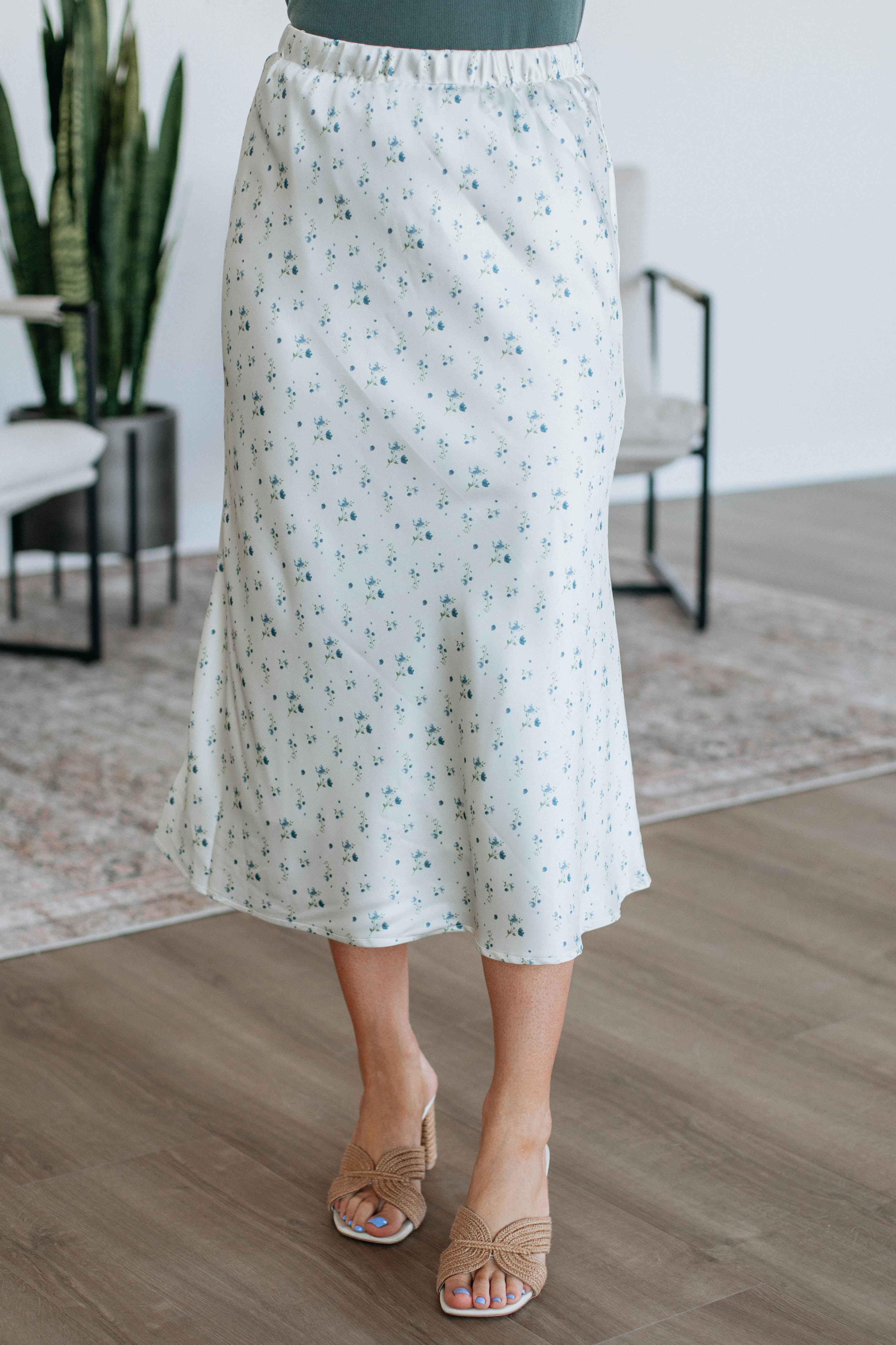 Denalia Floral Skirt for Women - Elegant Floral Print A-Line Skirt with Elastic Waistband | Perfect for Summer, Beach, Vacation & Casual Outfits