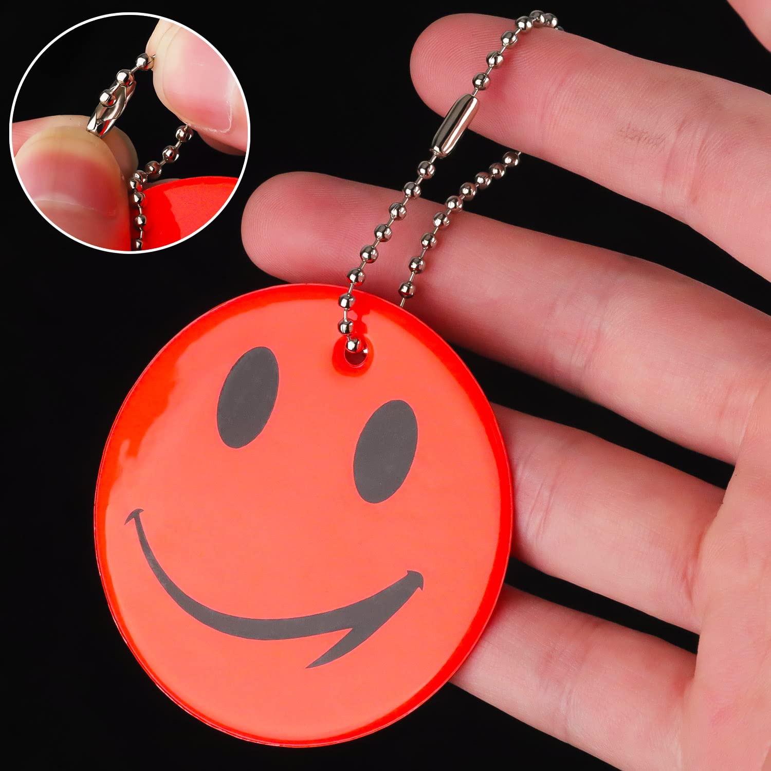 Prmape 11-Piece Reflective Safety Pendant Set - Smiley Reflector Charms for Kids Backpacks, School Bags & Night Cycling | High Visibility Accessories for Running, Walking & Outdoor Activities