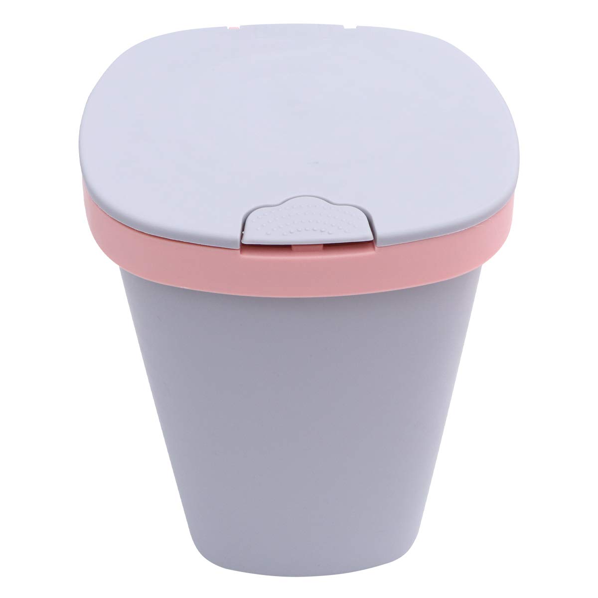 DOITOOL 1-Piece Push-Button Plastic Trash Can with Lid - Silent, Large Capacity Square Garbage Bin for Kitchen & Living Room - Easy to Use with Garbage Bags - Stylish Home & Office Waste Solution - Size S (Pink)