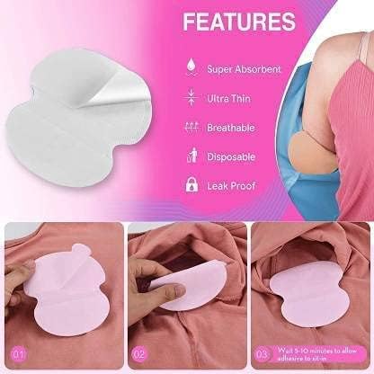 SKDBPM Disposable Underarm Sweat Pads for Men & Women - Adhesive Sweat Absorber Pads (5-Pack, White) | Ideal for Workouts, Business Attire & Daily Comfort