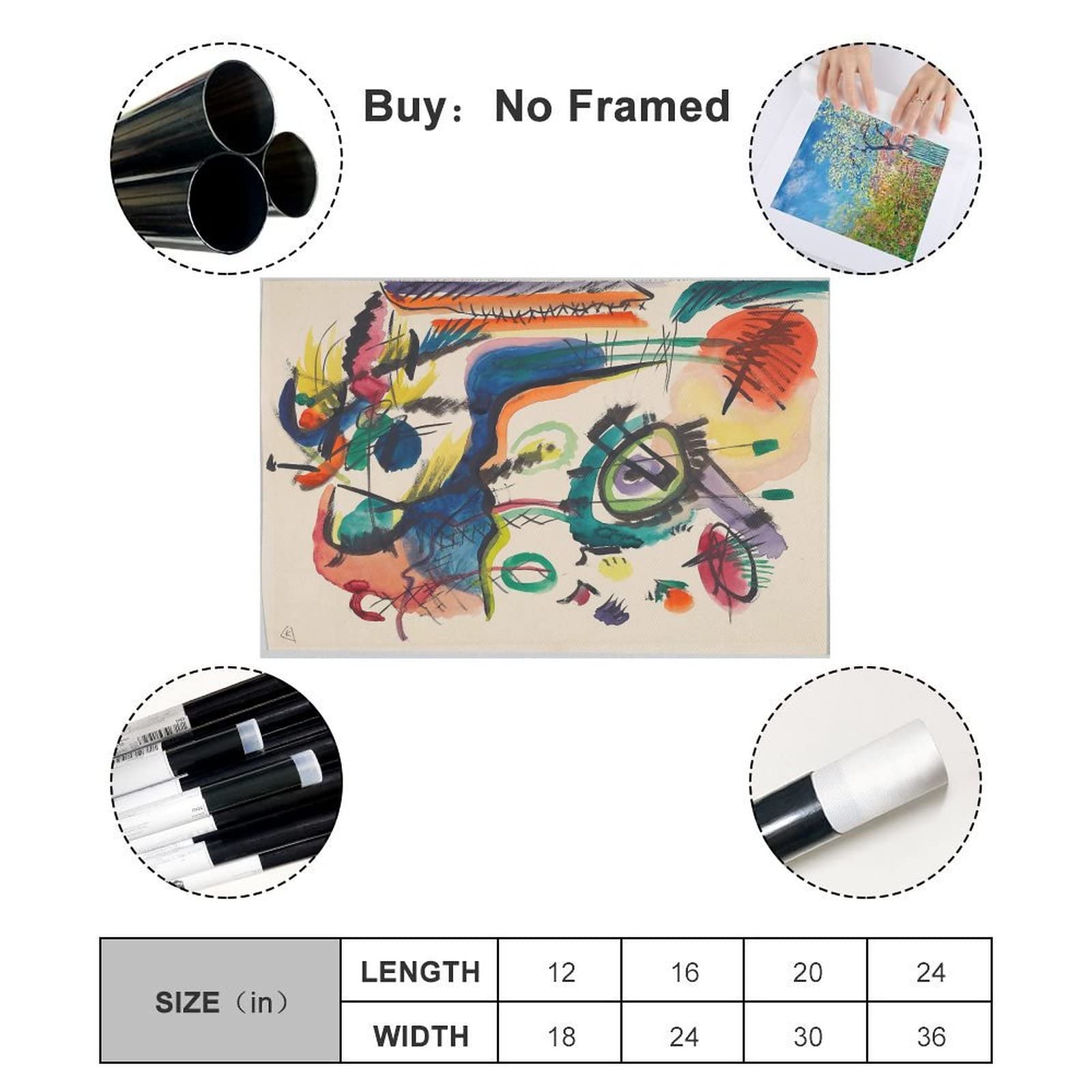 Wassily Kandinsky Draft for Composition VII - Abstract Expressionism Art Poster, Canvas Wall Art for Living Room & Bedroom Decor - 12x18 inches (30x45cm) - Perfect for Modern Home, Office & Gallery Display