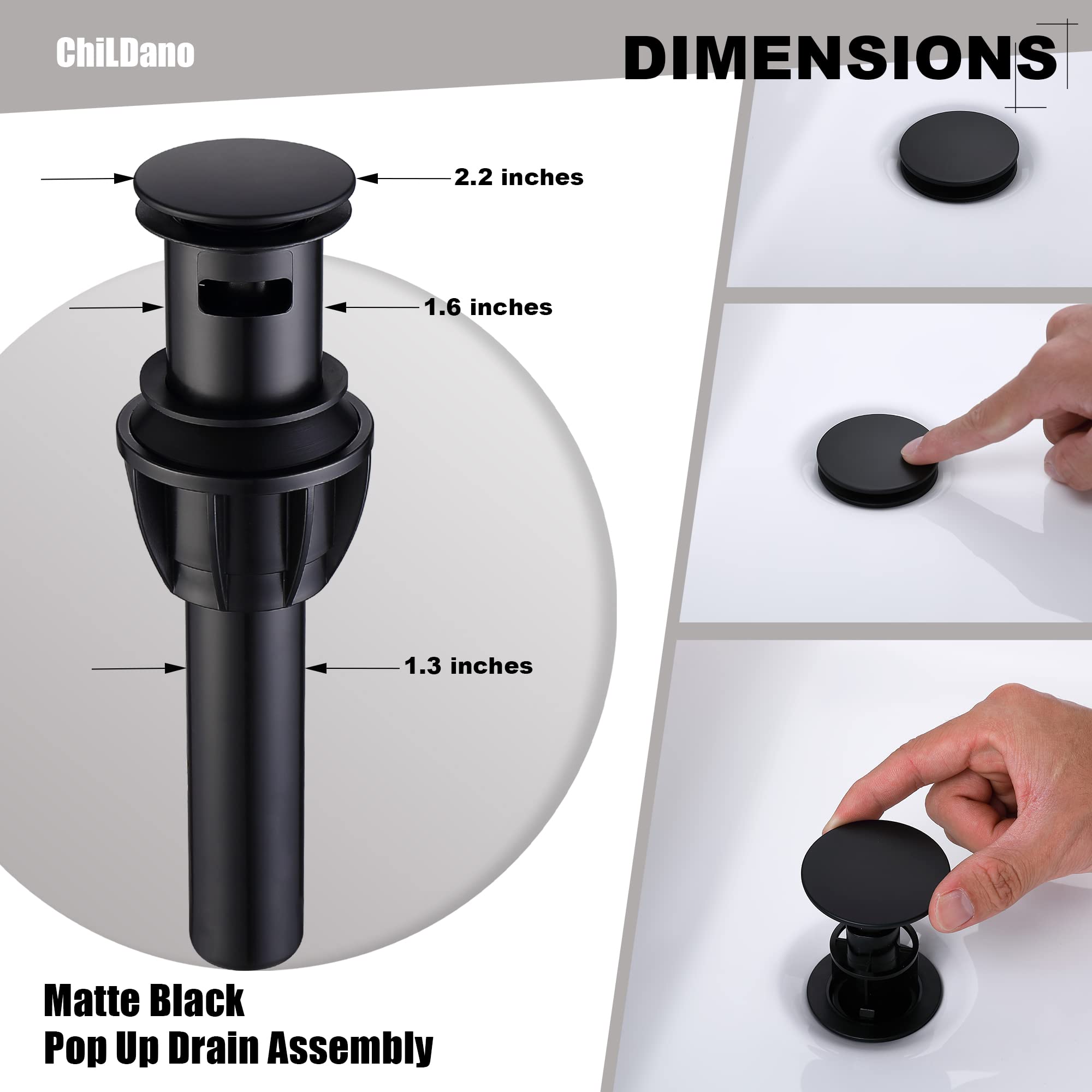 8 Inch Matte Black Widespread Bathroom Faucet - 2-Handle 3-Hole Design with Pop-Up Drain & Supply Hoses (Model CH3166BK) | Perfect for Modern Bathroom Sinks, Vanities & Home Renovations