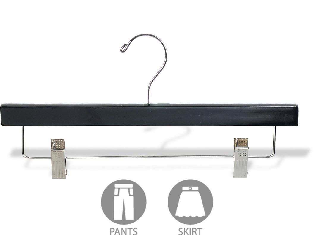The Great American Hanger Company 50-Pack Black Wooden Bottom/Skirt Hangers with Durable Finish - Perfect for Closet Organization, Retail Stores & Dry Cleaning Businesses (500333-050)