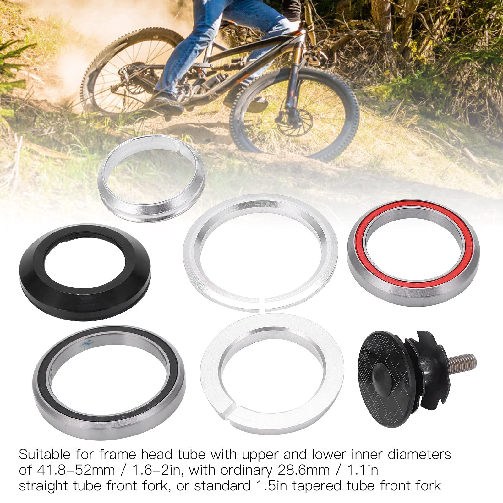 Keenso 41.8-52mm M4/M5 Mountain Bike Headset Bearings - Straight Tapered Tube Replacement Parts for Road & MTB Bicycles | Durable Cycling Components for Smooth Steering & Shock Absorption