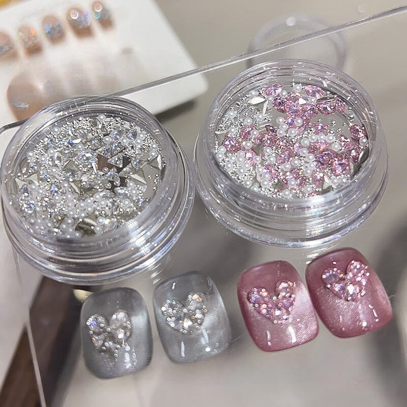 3D Heart Triangle Pearl Steel Ball Nail Art Decorations - Perfect for DIY Manicures, Nail Salons, and Special Occasions