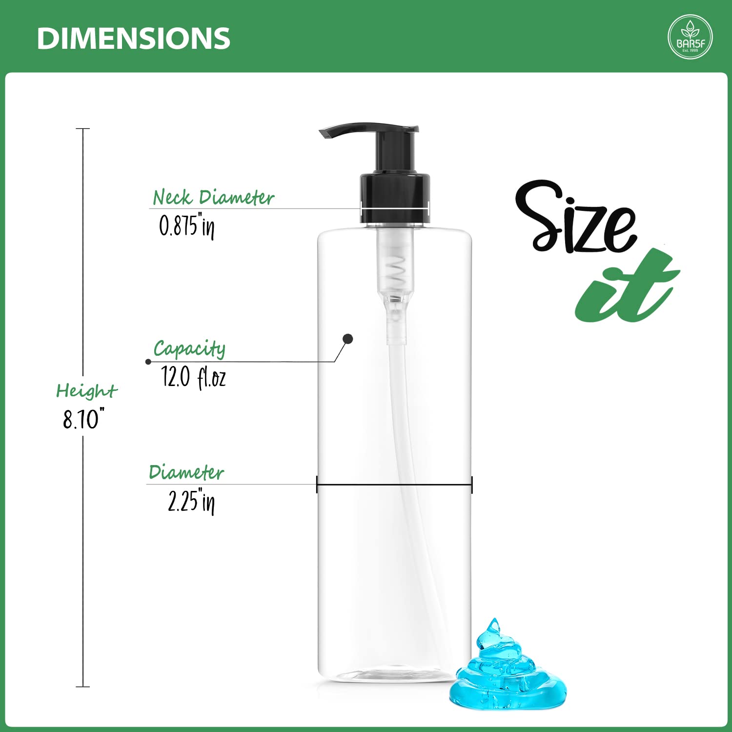 Bar5F 12-Ounce Clear Empty Shampoo, Conditioner & Lotion Pump Bottles (3-Pack) - Refillable Travel Containers for Toiletries, Salons & DIY Beauty Products