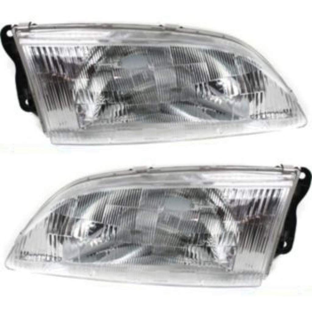 1998-1999 Mazda 626 Headlight Assembly Pair - Driver & Passenger Side Halogen Replacement Lights (MA2502115 + MA2503115, GD8A51040AP1 + GD8A51030AP1) | Perfect for Night Driving & Vehicle Restoration Projects