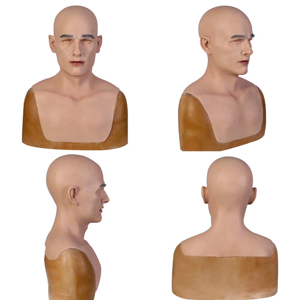 YIQI Realistic Silicone Middle-Aged Man Mask - Handmade Cosplay Halloween Costume Accessory for Parties, Horror Events & Theatrical Performances