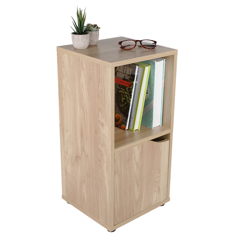 Natural Wood Cube Storage Shelf with Doors - 2 Cube Organizer for Clothes, Books, Toys | Home & Office Décor, Room Organizer | Perfect for Bedroom, Living Room, Kids Room Storage Solutions