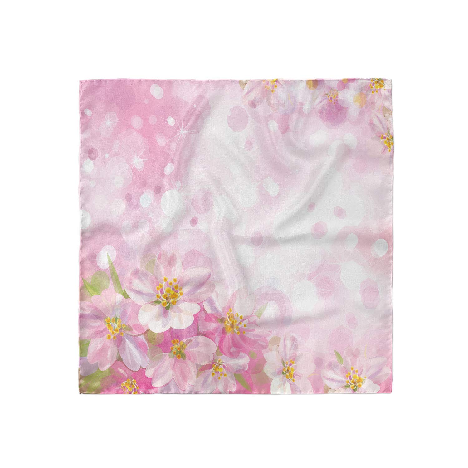 Ambesonne Floral Rose Head Scarf - Blossoming Spring Tree Design Hair Wrap for Women - Perfect for Beach, Yoga, Travel & Everyday Fashion Accessory