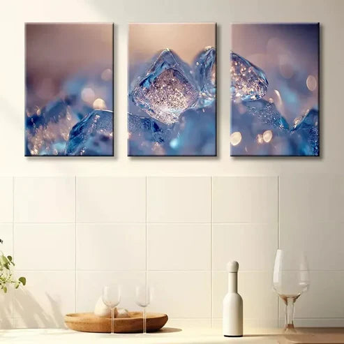 3-Piece Ice Cubes Canvas Wall Art Set - 90x60cm Framed High-Quality Print - 100% Australian Made - Ready to Hang - Perfect for Living Room, Bedroom & Office Decor