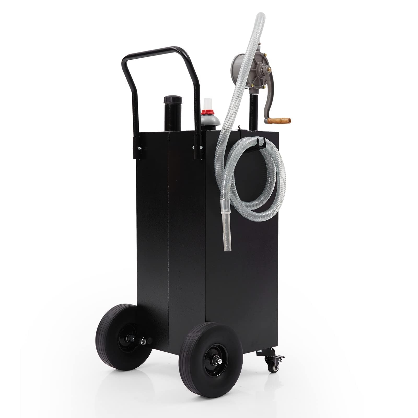 GARVEE 30 Gallon Portable Gas Caddy with Hand Pump & Wheels - Heavy Duty Fuel Transfer Tank for Lawn Mowers, Tractors, Generators & Outdoor Equipment