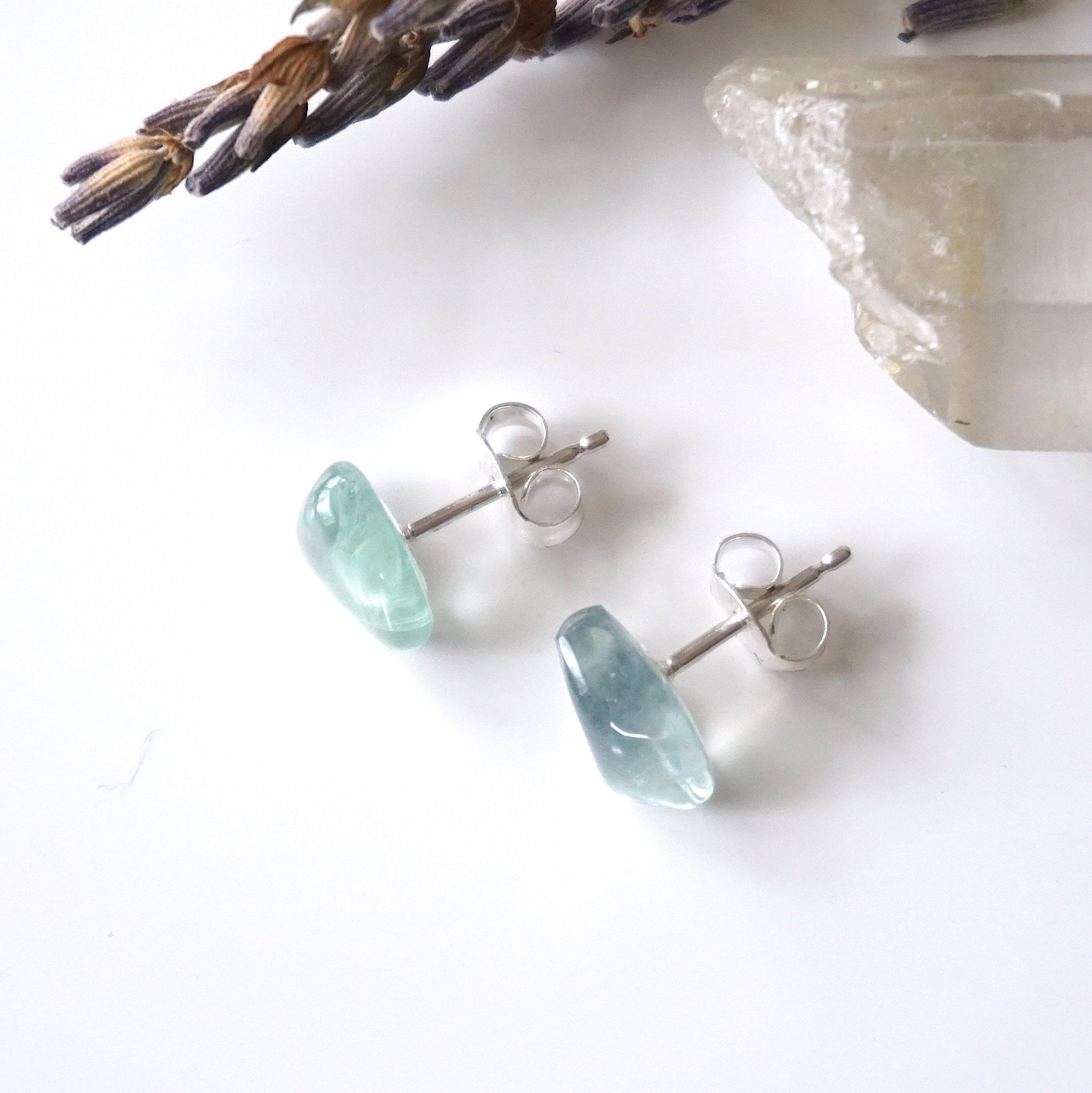 Green Fluorite Stud Earrings - Hypoallergenic Post Earrings for Women | Healing Crystal Jewelry for Meditation & Energy Balance